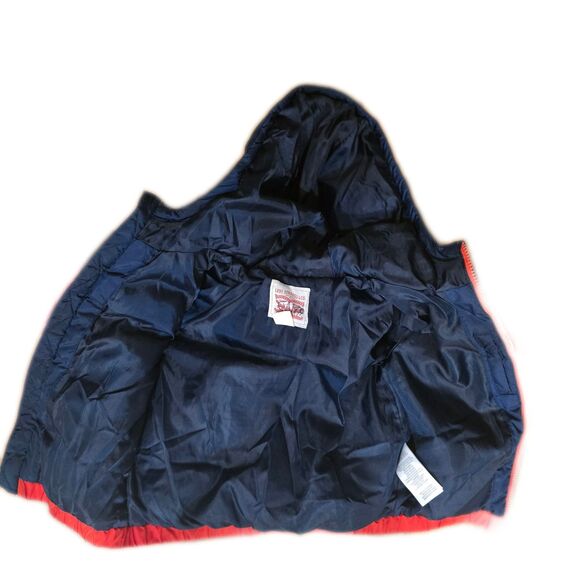 Levi’s Red White Blue Puffer Hooded Coat Jacket Size toddler 4T - Picture 3 of 5